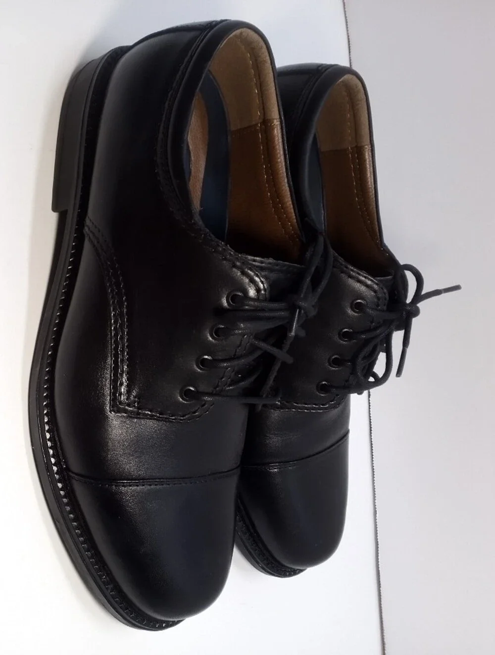 Dockers Black Cap-Toe Leather Derby Shoes Men's 11W